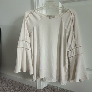 LOFT Cream Bell Sleeve Top